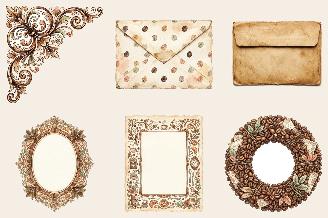 Vintage Coffee House junk journal kit — element closeup 2