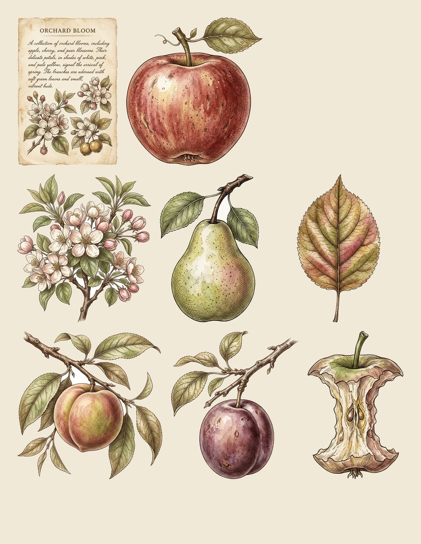 Vintage Orchard junk journal kit — sheet preview 3