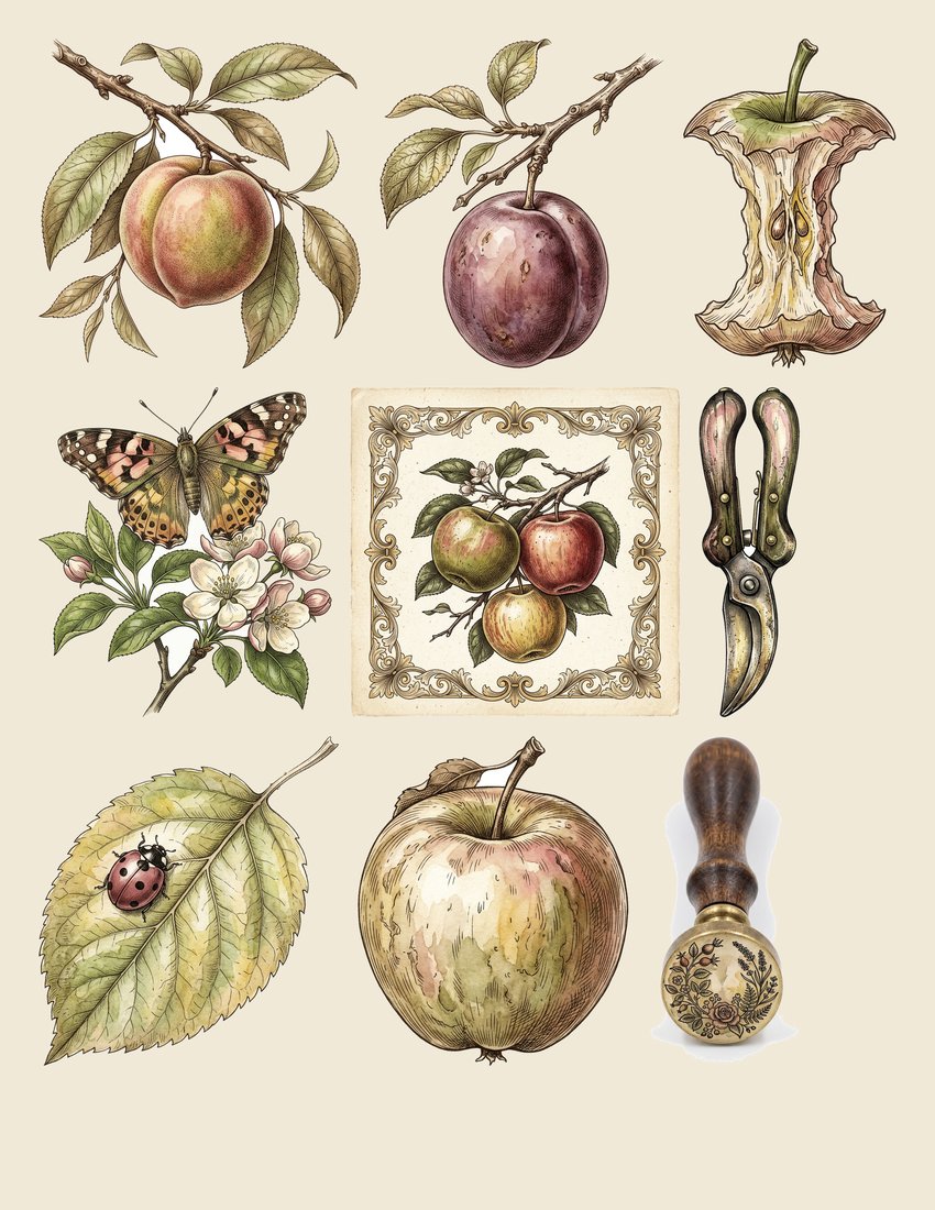 Vintage Orchard junk journal kit — sheet preview 4