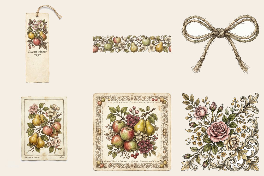 Vintage Orchard junk journal kit — element closeup 1