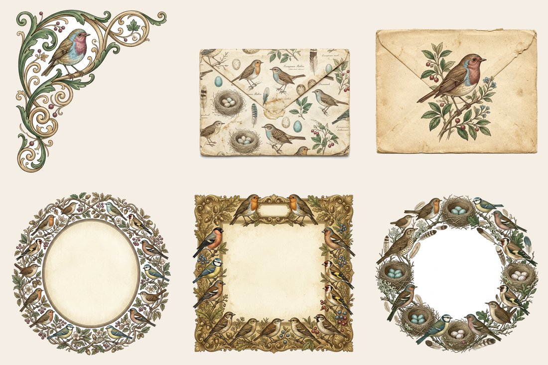 Vintage Ornithology junk journal kit — element closeup 2