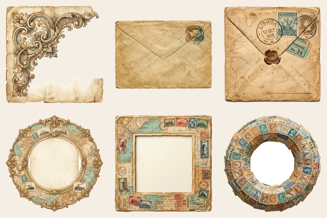 Vintage Voyage junk journal kit — element closeup 2
