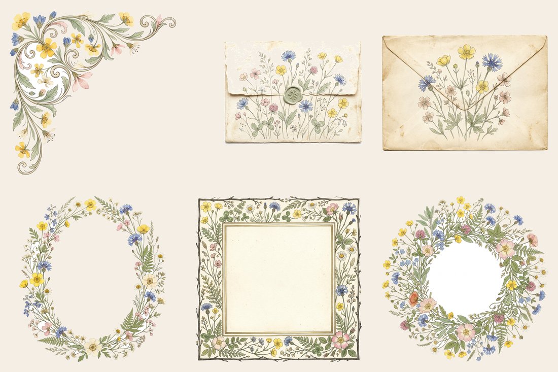 Wildflower Meadow junk journal kit — element closeup 2