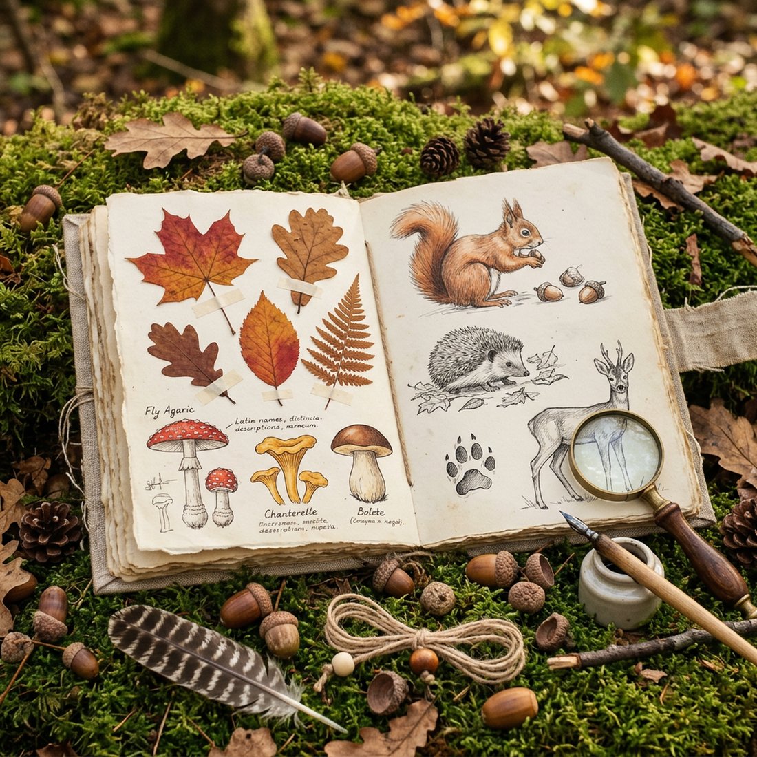 Woodland Foraging Junk Journal Kit | Autumn Forest Mushroom Animal Ephemera + Printable Sheets | Digital Download