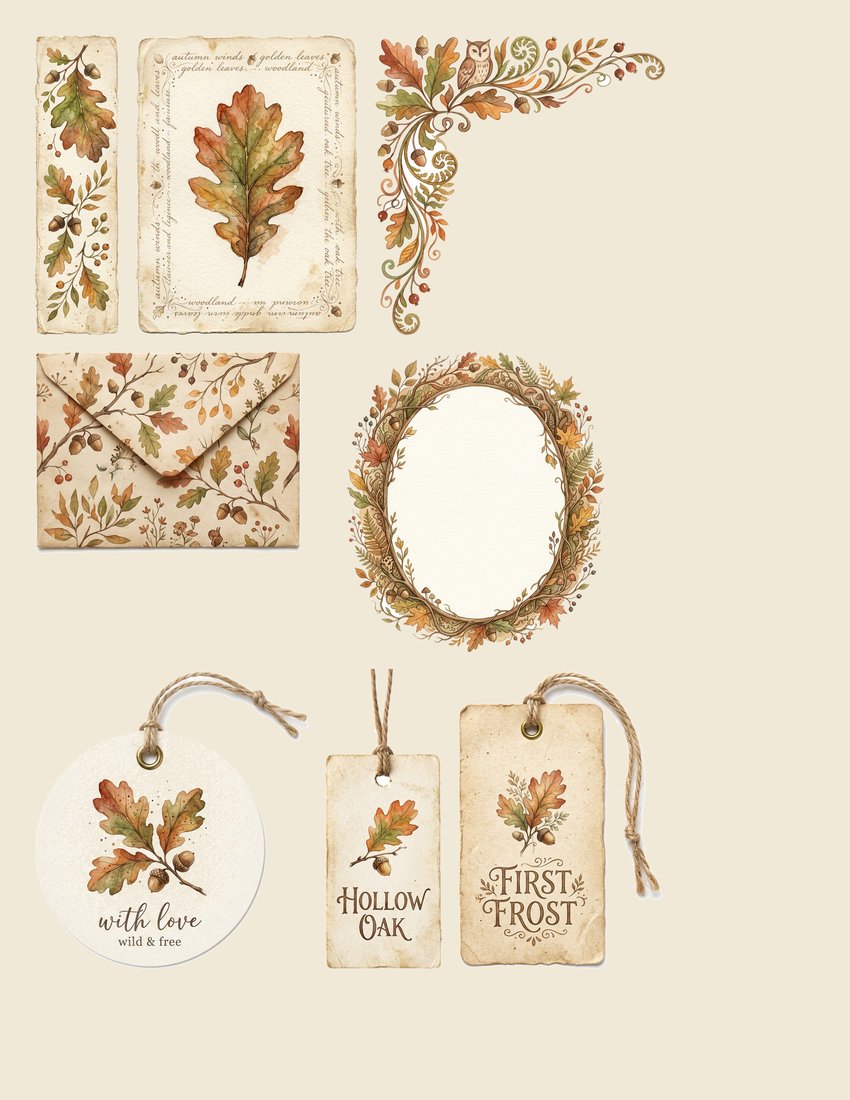 Woodland Foraging junk journal kit — sheet preview 1
