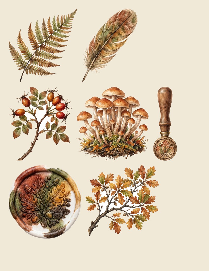 Woodland Foraging junk journal kit — sheet preview 4